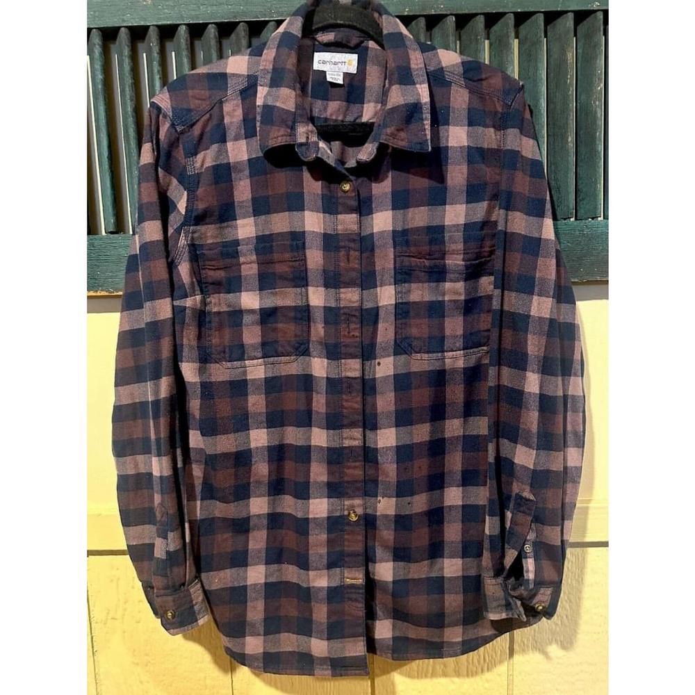Women’s Carhartt Flannel Long Sleeve Button Down Purple Size 1x (16-18) Soft